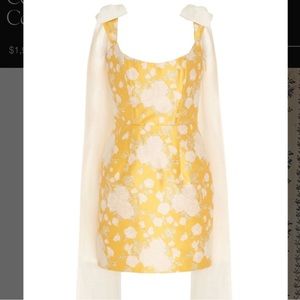 Markarian celestial yellow floral brocade corset mini dress